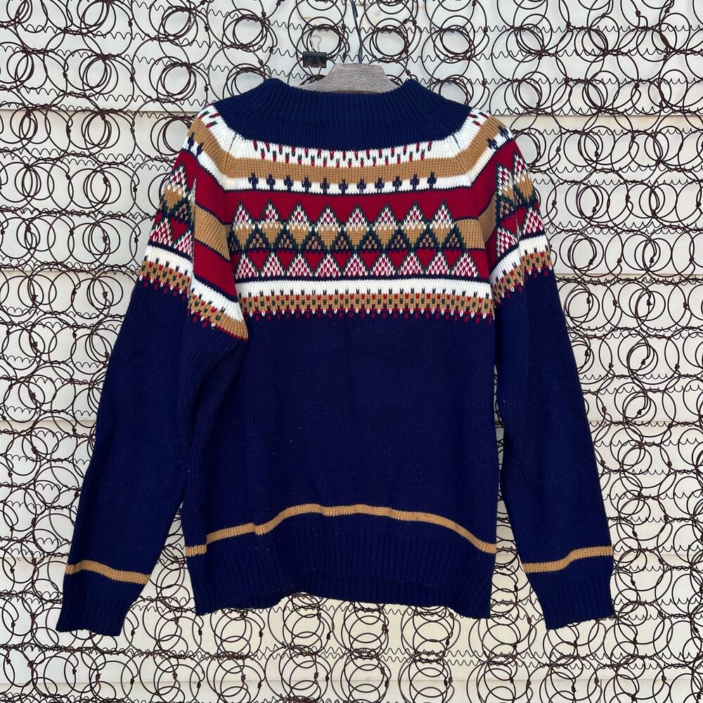 JCPenney dark primary color fair isle triangle geometric argyle pattern sweater